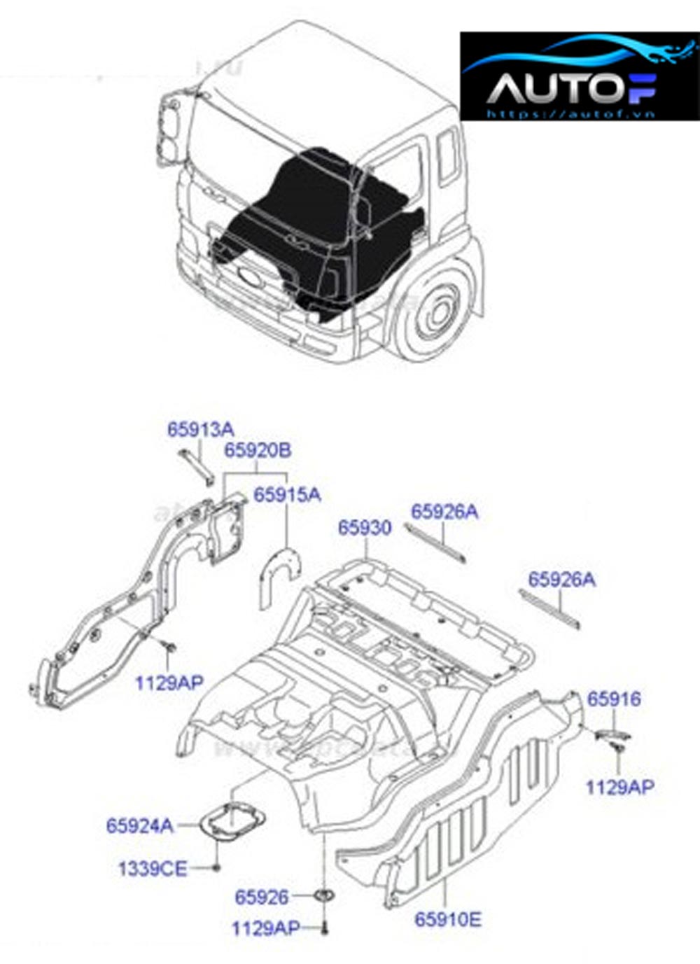 Tấm cách nhiệt sàn cabin xe tai Hyundai HD270, HD320, HD700, HD1000, HD Trago